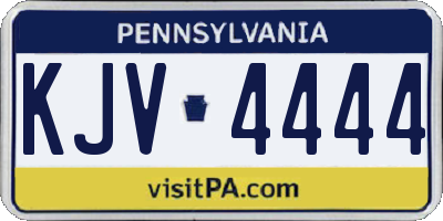 PA license plate KJV4444