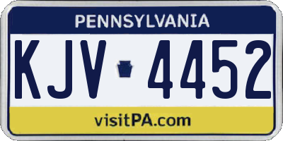 PA license plate KJV4452