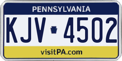 PA license plate KJV4502