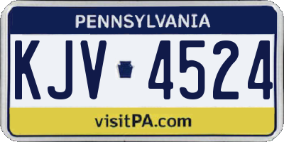 PA license plate KJV4524