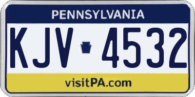 PA license plate KJV4532