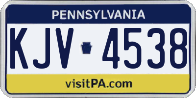PA license plate KJV4538