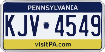 PA license plate KJV4549