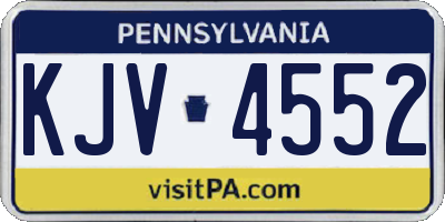 PA license plate KJV4552
