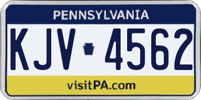 PA license plate KJV4562