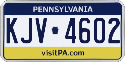 PA license plate KJV4602
