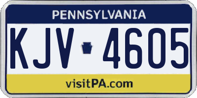 PA license plate KJV4605
