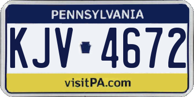 PA license plate KJV4672