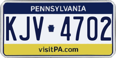 PA license plate KJV4702