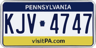 PA license plate KJV4747