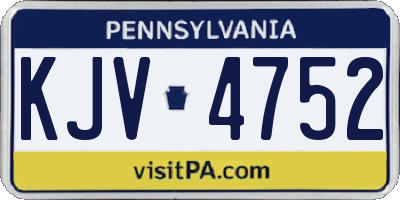 PA license plate KJV4752