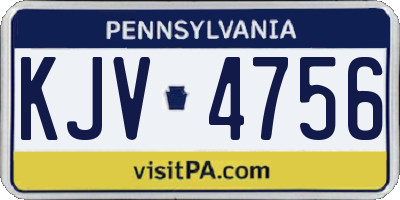PA license plate KJV4756