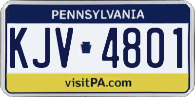 PA license plate KJV4801