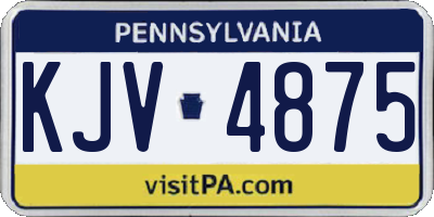 PA license plate KJV4875
