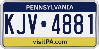 PA license plate KJV4881