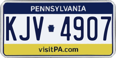 PA license plate KJV4907