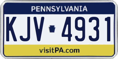PA license plate KJV4931