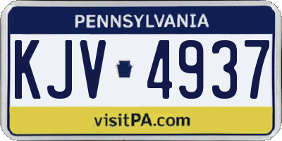 PA license plate KJV4937