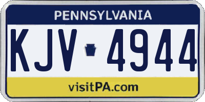 PA license plate KJV4944