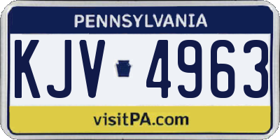 PA license plate KJV4963