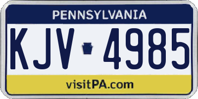 PA license plate KJV4985