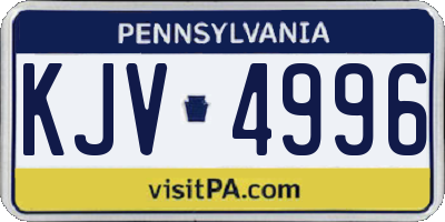 PA license plate KJV4996