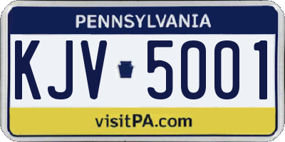 PA license plate KJV5001