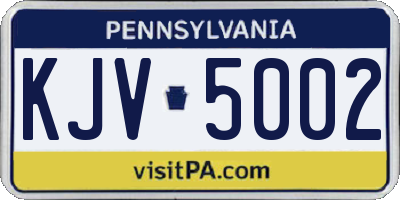 PA license plate KJV5002