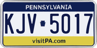 PA license plate KJV5017
