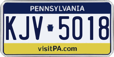 PA license plate KJV5018