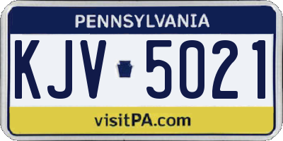 PA license plate KJV5021
