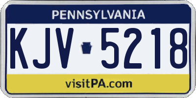 PA license plate KJV5218