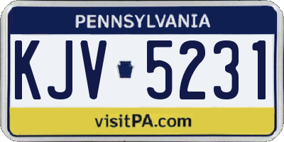 PA license plate KJV5231