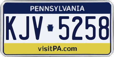 PA license plate KJV5258