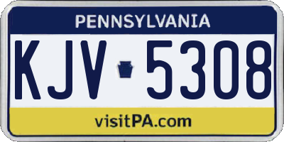 PA license plate KJV5308