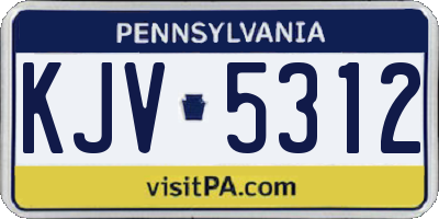 PA license plate KJV5312