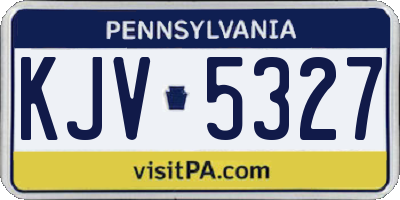 PA license plate KJV5327