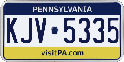 PA license plate KJV5335
