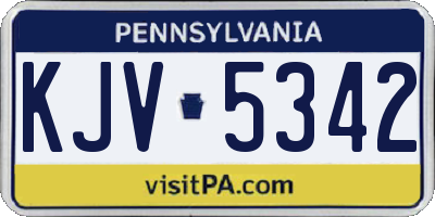 PA license plate KJV5342