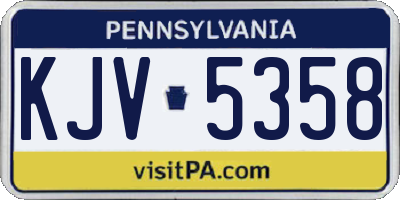 PA license plate KJV5358