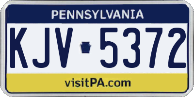 PA license plate KJV5372