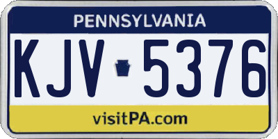 PA license plate KJV5376