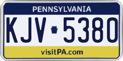 PA license plate KJV5380