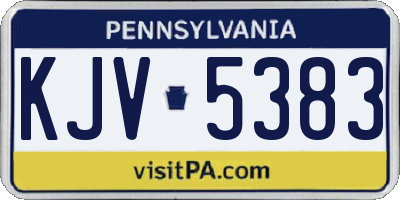 PA license plate KJV5383