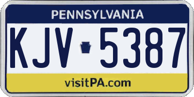 PA license plate KJV5387