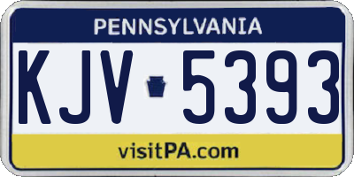 PA license plate KJV5393