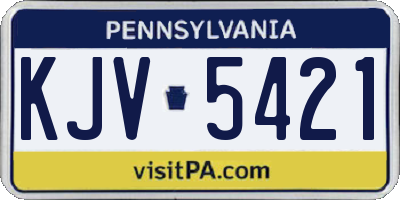 PA license plate KJV5421