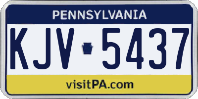 PA license plate KJV5437