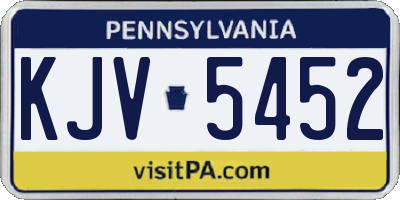 PA license plate KJV5452