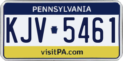 PA license plate KJV5461